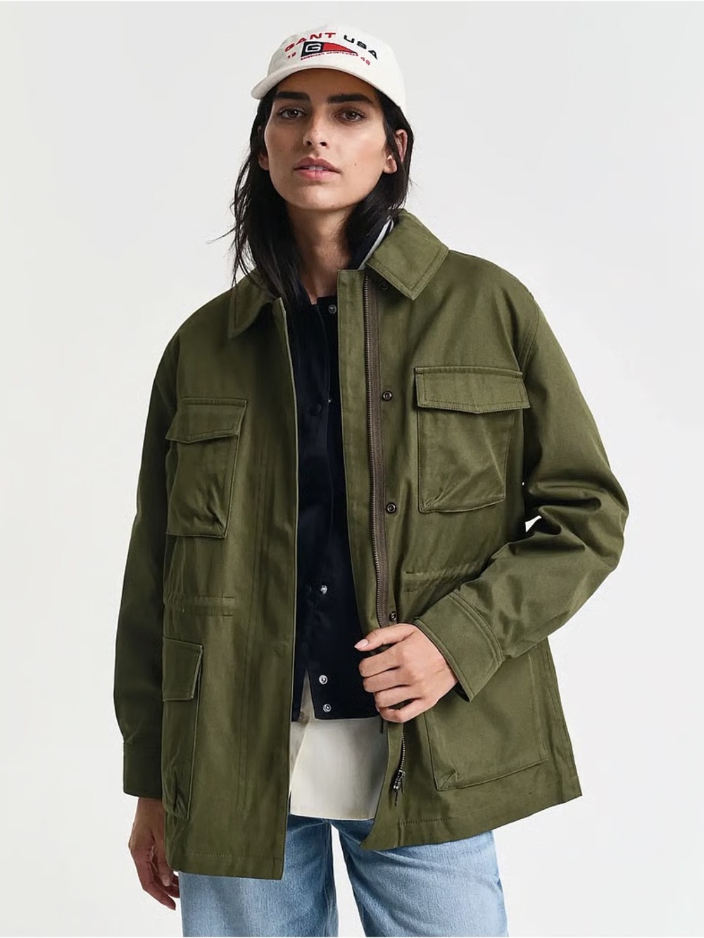 NWOT Gant Oversized Military Field Jacket. Preppy classic in Juniper Green
